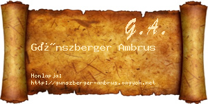 Günszberger Ambrus névjegykártya